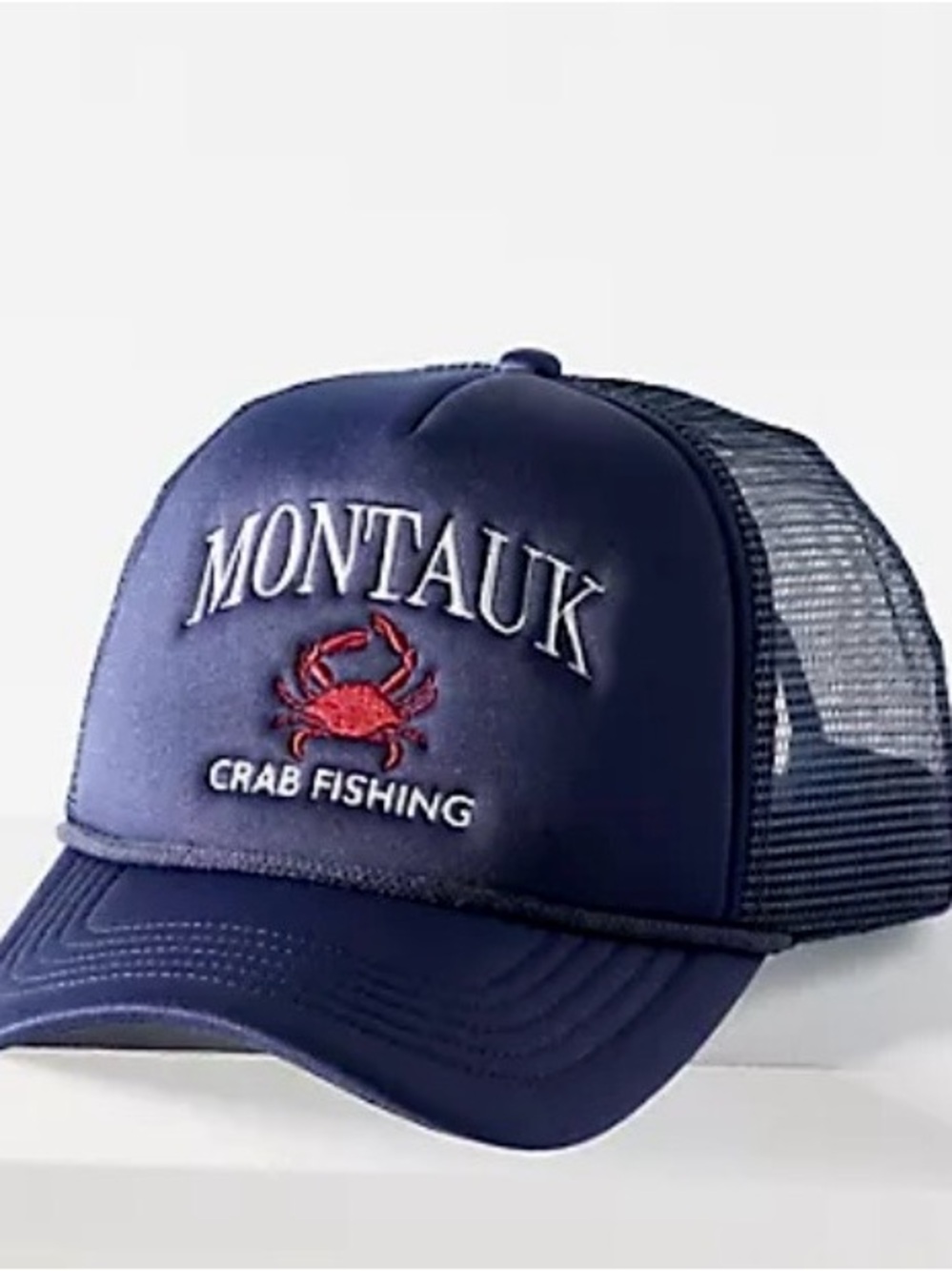 Anthropologie Coney Island Picnic Montauk Crab🦀 Navy Embroidered Trucker Hat NWT